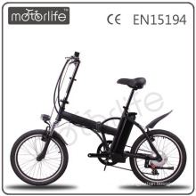 MOTORLIFE EN15194 2015 venta caliente 36V 250w 20 pulgadas bicicleta plegable eléctrica